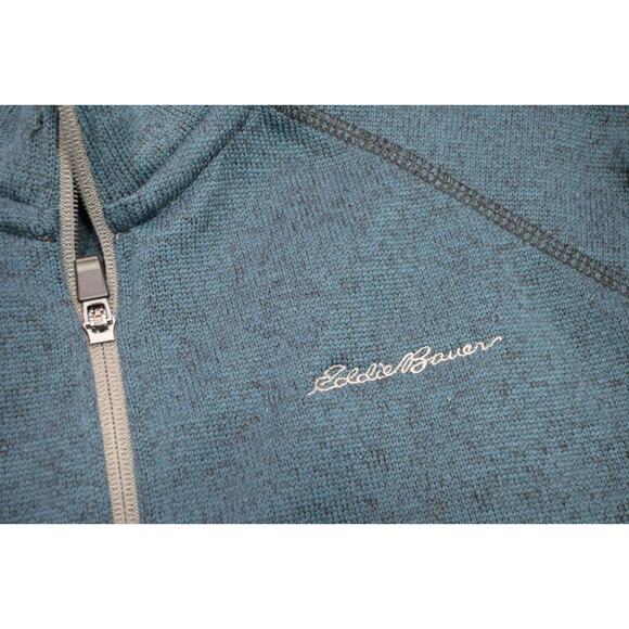 Eddie Bauer Camp Sweater 1/4 Zip Fleece Pullover Marled Blue Mens Size Medium - Picture 7 of 10